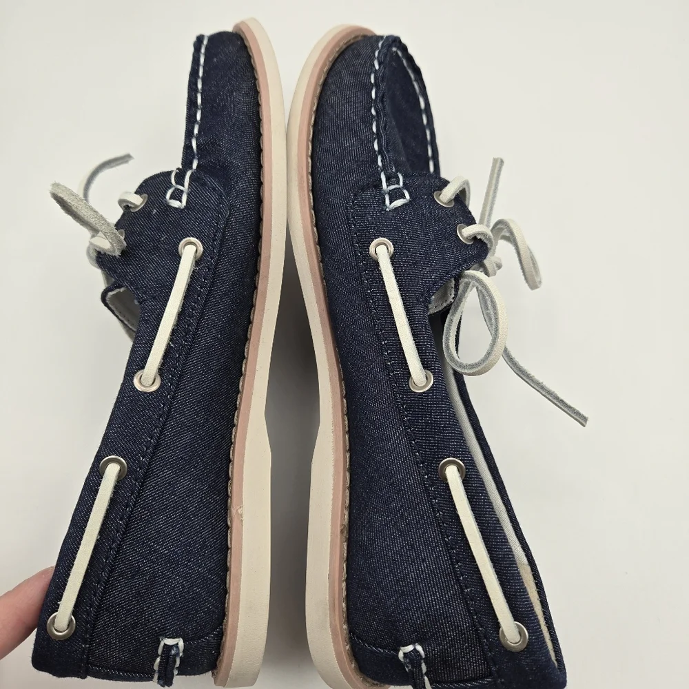 G.H. Bass & Co. Anchor Denim Navy Blue Slip On Loafers Shoes Womens Size 6.5